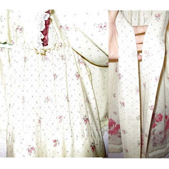 70s Vtg Midi Dress & Petticoat Size XXS Tiered 2 Piece Cottagecore Boho Prairie - Picture 7 of 12